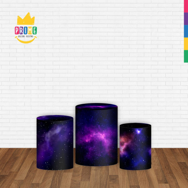 Trio Capa Cilindro Galáxia 3d Em Tecido Com Elástico - Image 2