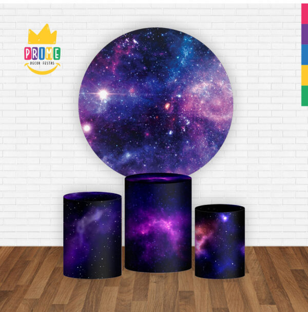 Trio Capa Cilindro + Painel Redondo 3D Galáxia 1,50m Veste Fácil - Image 2