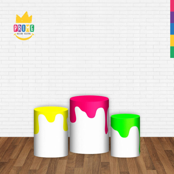 Trio Capa Cilindro Pintando o 7 3d Em Tecido Com Elástico - Image 2