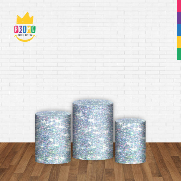 Trio Capa Cilindro Glitter  3d Em Tecido Com Elástico - Image 2
