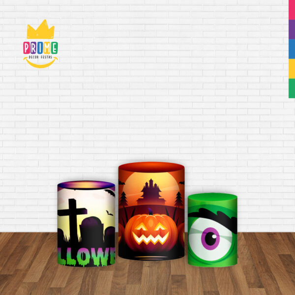 Trio Capa Cilindro Halloween 3d Em Tecido Com Elástico - Image 2