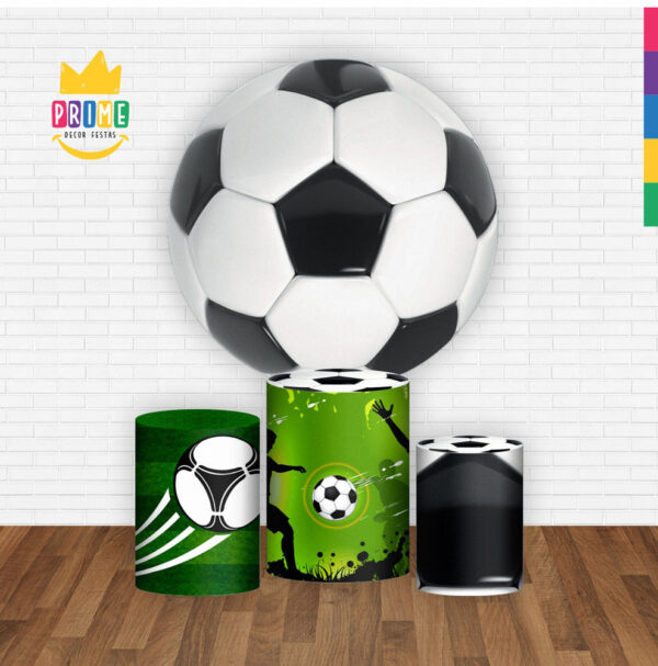 Trio Capa Cilindro + Painel Redondo 3D Futebol Bola 1,50m Veste Fácil - Image 2