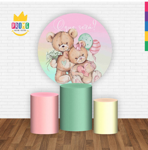 Trio Capa Cilindro + Painel Redondo 3D Chá Revelação 1,50m Veste Fácil - Image 2