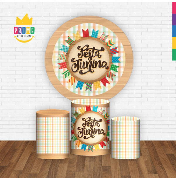 Trio Capa Cilindro + Painel Redondo 3D Festa Junina 1,50m Veste Fácil - Image 2