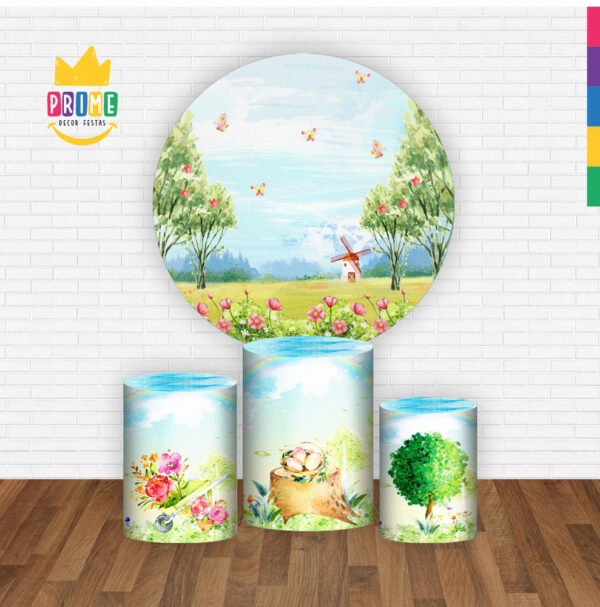 Trio Capa Cilindro + Painel Redondo 3D Gratidão 1,50m Veste Fácil - Image 2