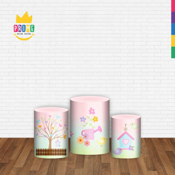 Trio Capa Cilindro Jardim Candy 3d Em Tecido Com Elástico - Image 2