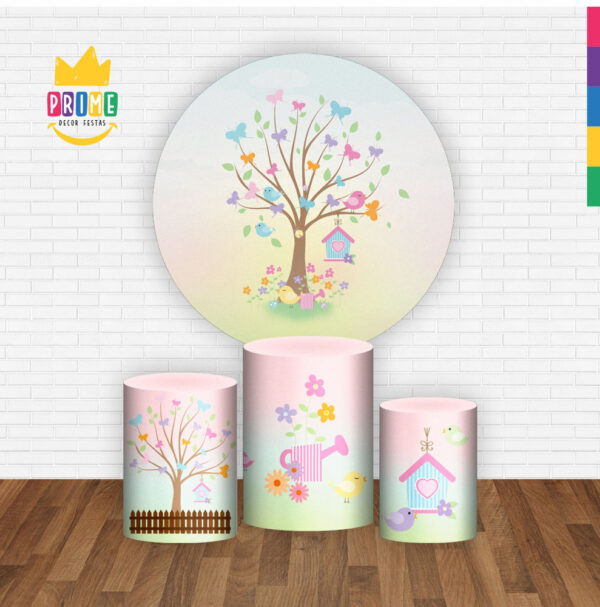 Trio Capa Cilindro + Painel Redondo 3D Jardim Candy 1,50m Veste Fácil - Image 2