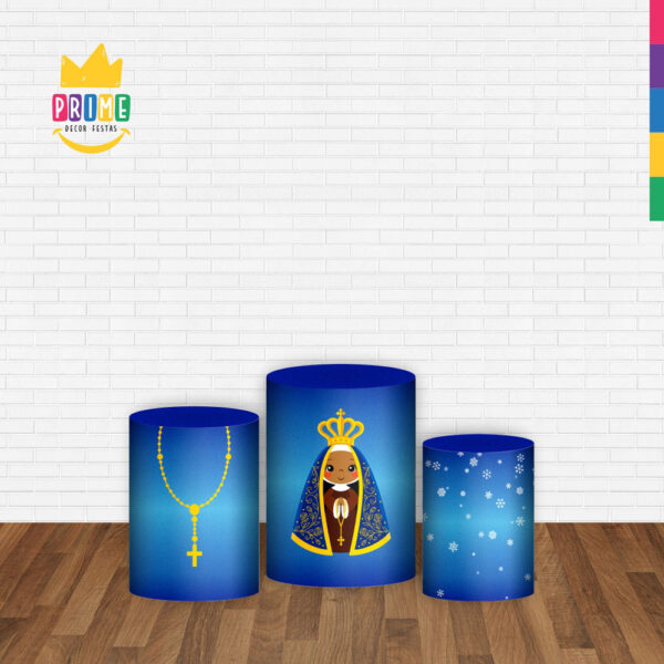 Trio Capa Cilindro Nossa Senhora Cute 3d Em Tecido Com Elástico - Image 2