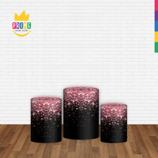Trio Capa Cilindro Glitter 3d Em Tecido Com Elástico - Image 2