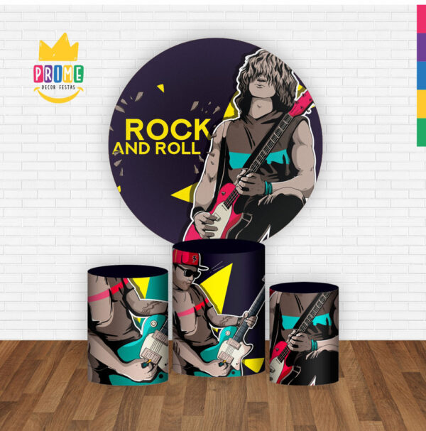 Trio Capa Cilindro + Painel Redondo 3D Rock Roll 1,50m Veste Fácil - Image 2