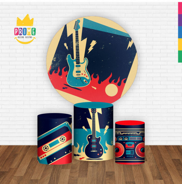 Trio Capa Cilindro + Painel Redondo 3D Rock Roll 1,50m Veste Fácil - Image 2