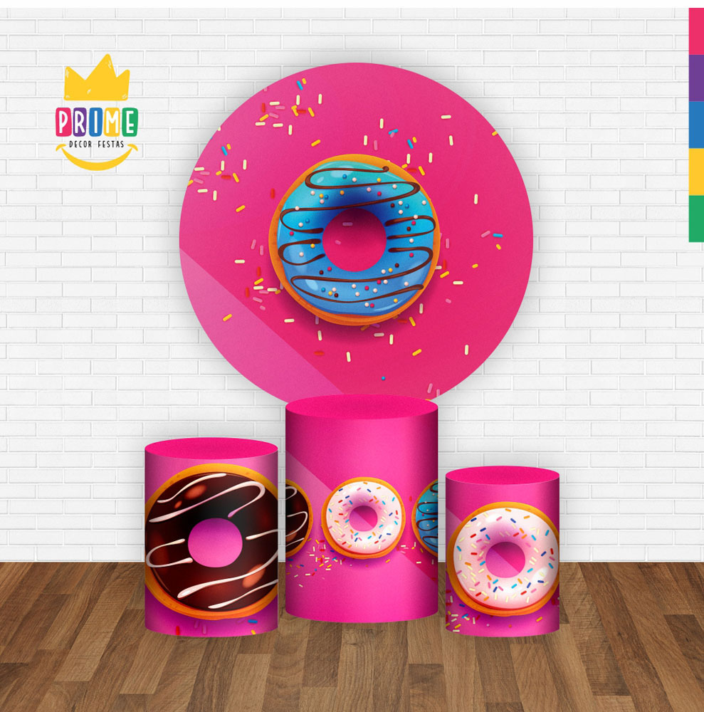 Trio Capa Cilindro + Painel Redondo 3D Doces 1,50m Veste Fácil - Imagem 2