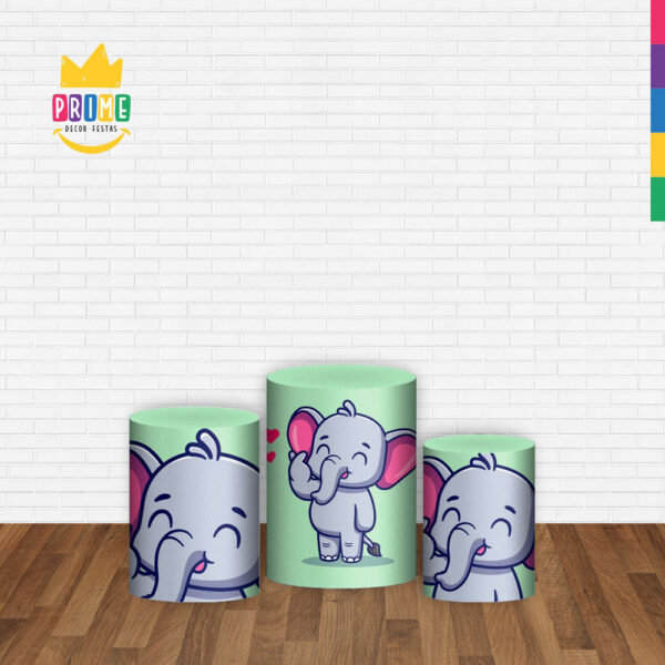 Trio Capa Cilindro Elefantinho  3D Em Tecido Com Elástico - Image 2