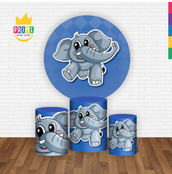 Trio Capa Cilindro + Painel Redondo 3D Elefantinho 1,50m Veste Fácil - Image 2