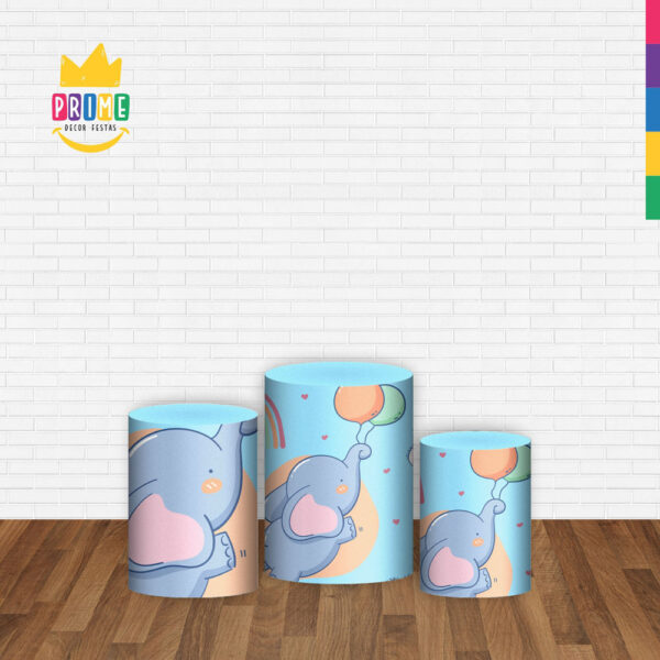 Trio Capa Cilindro Elefantinho 3D Em Tecido Com Elástico - Image 2