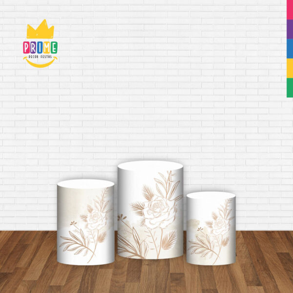 Trio Capa Cilindro Floral 3D Em Tecido Com Elástico - Image 2