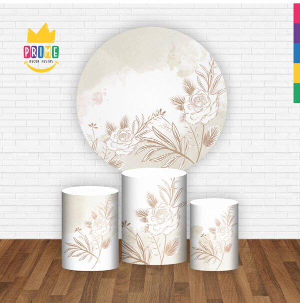 Trio Capa Cilindro + Painel Redondo 3D Floral 1,50m Veste Fácil - Image 2