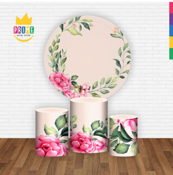 Trio Capa Cilindro + Painel Redondo 3D Floral 1,50m Veste Fácil - Image 2