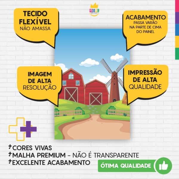 Painel de Festa Retangular 3D Fazendinha Casadinho 1,50m x 2,20m - Image 3