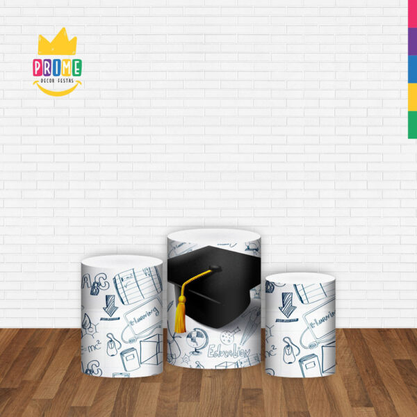 Trio Capa Cilindro Formatura 3D Em Tecido Com Elástico - Image 2