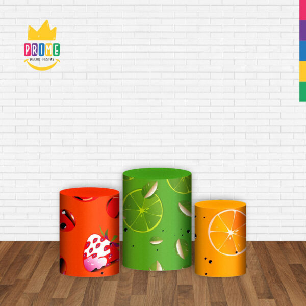 Trio Capa Cilindro Frutas 3D Em Tecido Com Elástico - Image 2