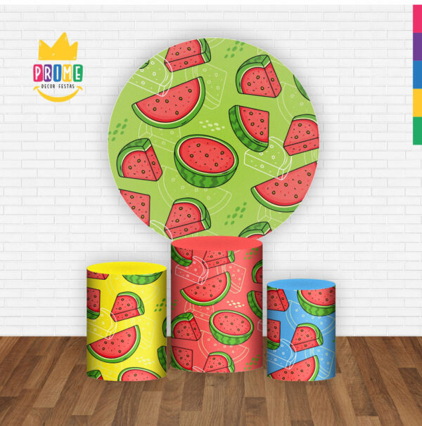 Trio Capa Cilindro + Painel Redondo 3D Frutas 1,50m Veste Fácil - Image 2
