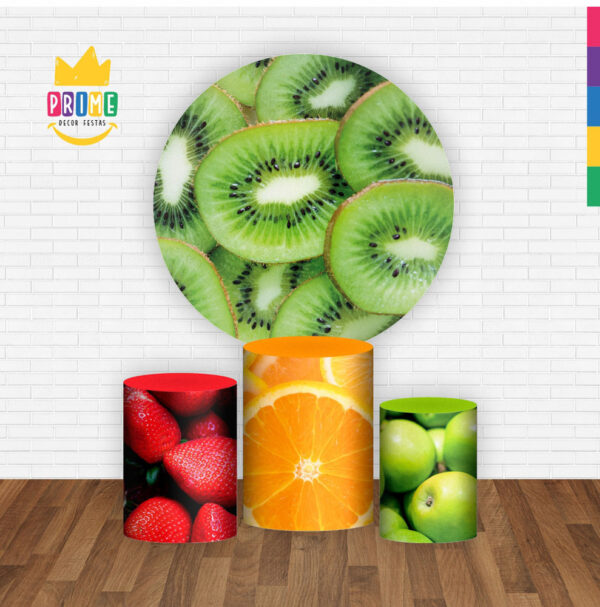 Trio Capa Cilindro + Painel Redondo 3D Frutas 1,50m Veste Fácil - Image 2
