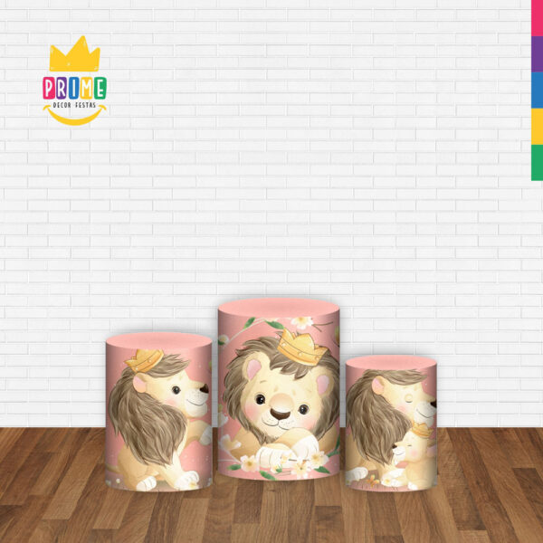 Trio Capa Cilindro Leãozinho Cute 3D Em Tecido Com Elástico - Image 2
