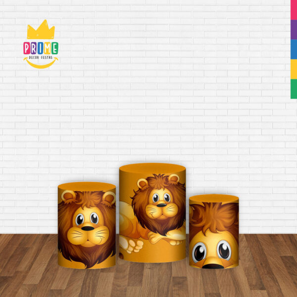 Trio Capa Cilindro Leãozinho Cute 3D Em Tecido Com Elástico - Image 2