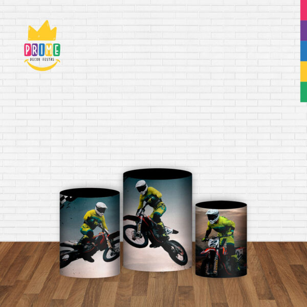 Trio Capa Cilindro Motocross 3D Em Tecido Com Elástico - Image 2