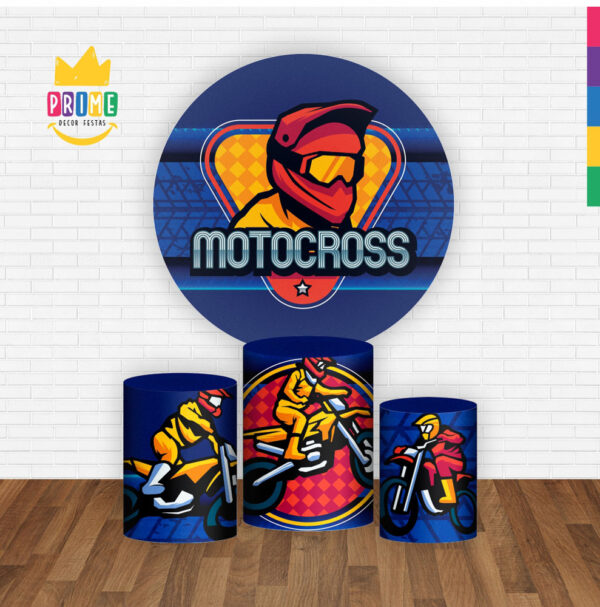Trio Capa Cilindro + Painel Redondo 3D Motocross 1,50m Veste Fácil - Image 2
