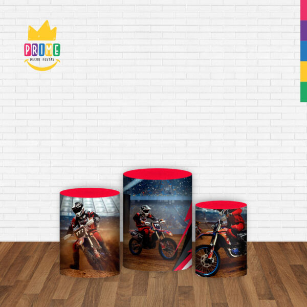 Trio Capa Cilindro Motocross 3D Em Tecido Com Elástico - Image 2