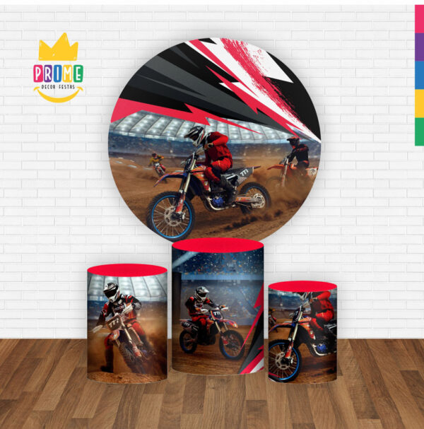 Trio Capa Cilindro + Painel Redondo 3D Motocross 1,50m Veste Fácil - Image 2