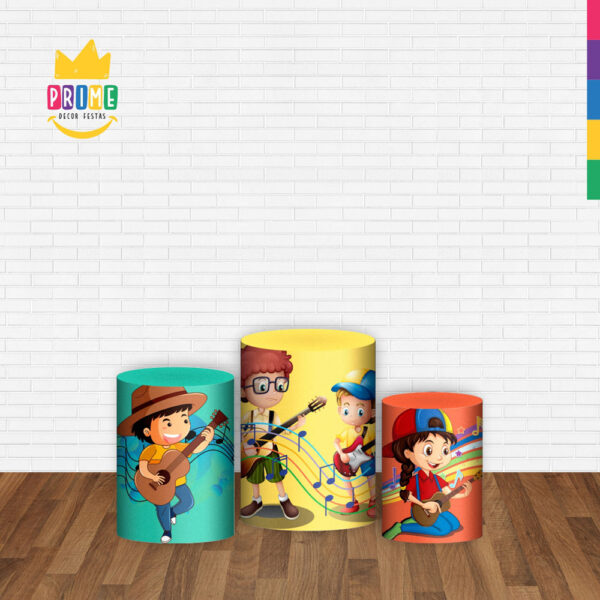 Trio Capa Cilindro Musica 3D Em Tecido Com Elástico - Image 2