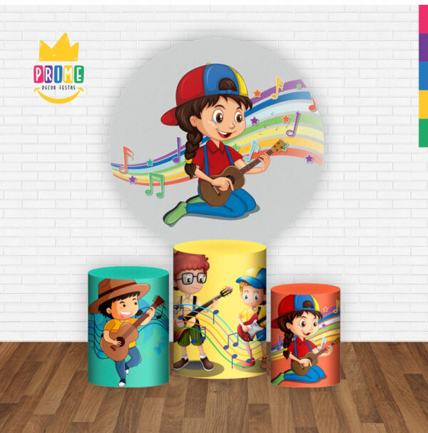 Trio Capa Cilindro + Painel Redondo 3D Musica 1,50m Veste Fácil - Image 2