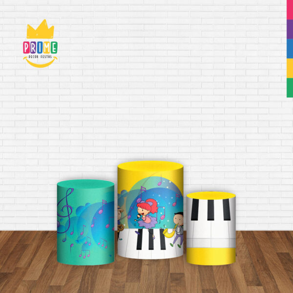 Trio Capa Cilindro Musica 3D Em Tecido Com Elástico - Image 2