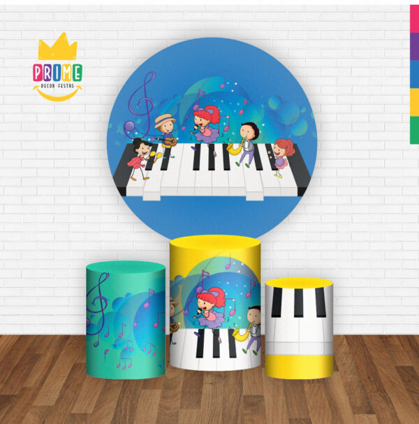 Trio Capa Cilindro + Painel Redondo 3D Musica 1,50m Veste Fácil - Image 2