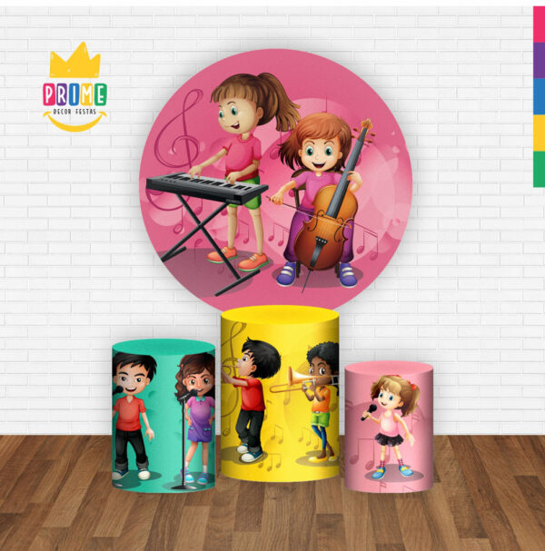 Trio Capa Cilindro + Painel Redondo 3D Musica 1,50m Veste Fácil - Image 2