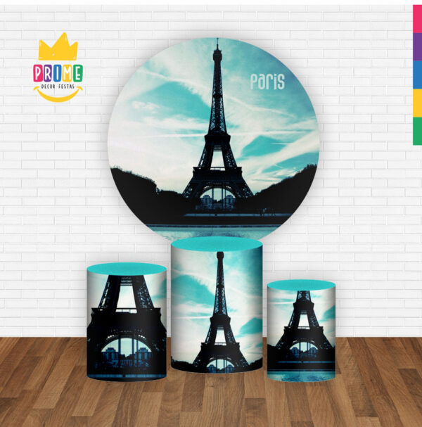 Trio Capa Cilindro + Painel Redondo 3D Paris 1,50m Veste Fácil - Image 2