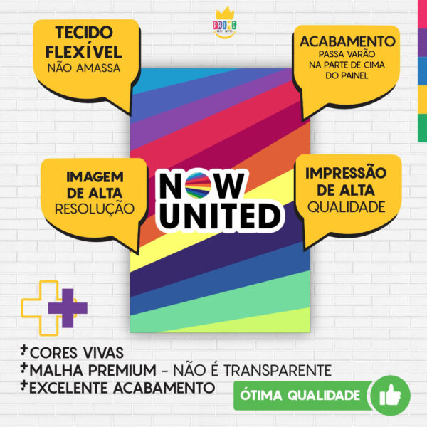Painel de Festa Retangular 3D Now United Casadinho 1,50m x 2,20m - Image 3