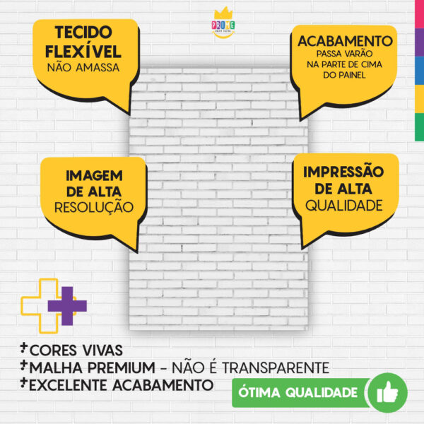 Painel de Festa Retangular 3D Tijolo Branco Casadinho 1,50m x 2,20m - Image 3