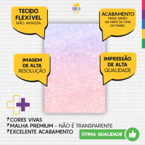 Painel de Festa Retangular 3D Glitter Pink Blue Casadinho 1,50m x 2,20m - Image 3