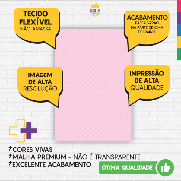 Painel de Festa Retangular 3D Poá Rosa Casadinho 1,50m x 2,20m - Image 3
