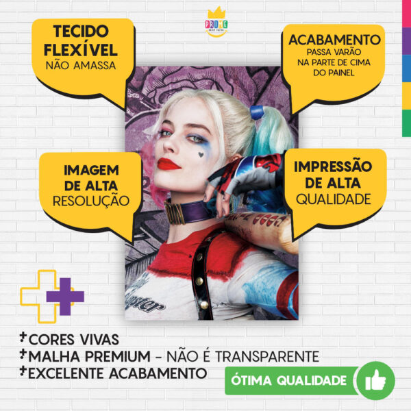 Painel de Festa Retangular 3D Arlequina Casadinho 1,50m x 2,20m - Image 3