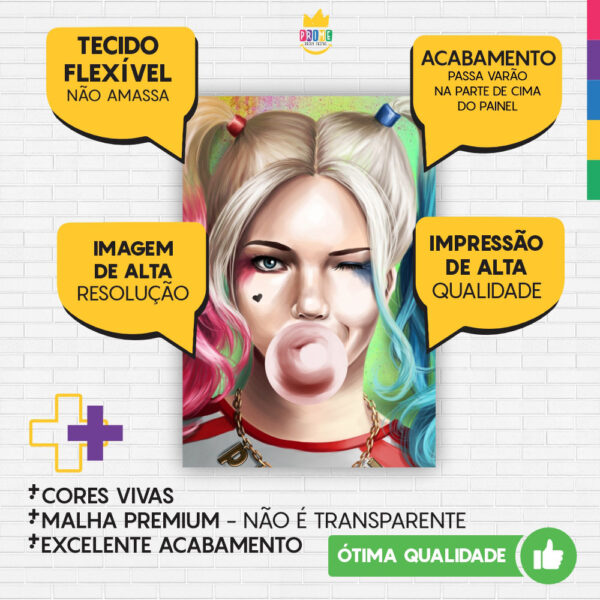 Painel de Festa Retangular 3D Arlequina Casadinho 1,50m x 2,20m - Image 3