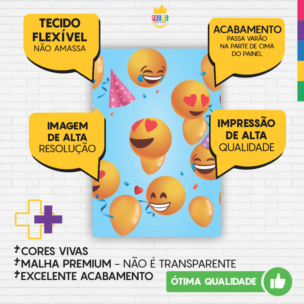 Painel de Festa Retangular 3D Emoji Casadinho 1,50m x 2,20m - Imagem 3