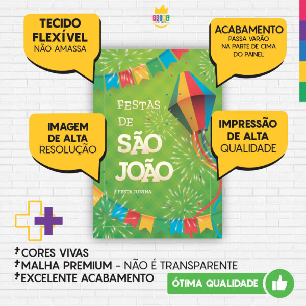 Painel de Festa Retangular 3D Festa de São João Casadinho 1,50m x 2,20m - Image 3
