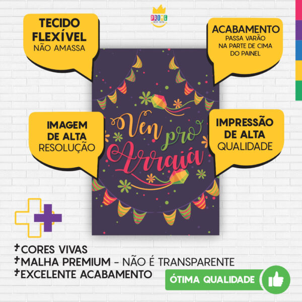 Painel de Festa Retangular 3D Festa Junina Casadinho 1,50m x 2,20m - Image 3