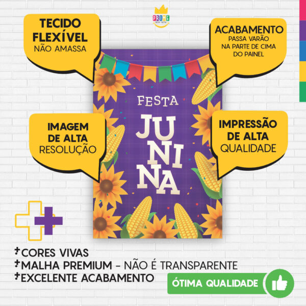 Painel de Festa Retangular 3D Festa Junina Casadinho 1,50m x 2,20m - Image 3