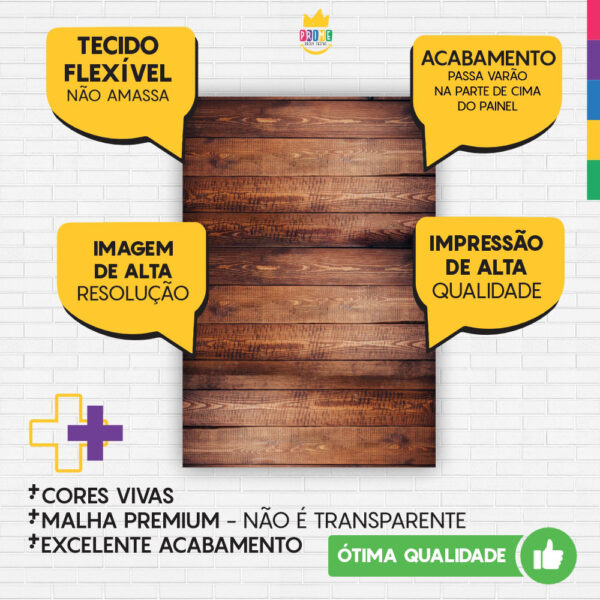 Painel de Festa Retangular 3D Madeira Casadinho 1,50m x 2,20m - Image 3